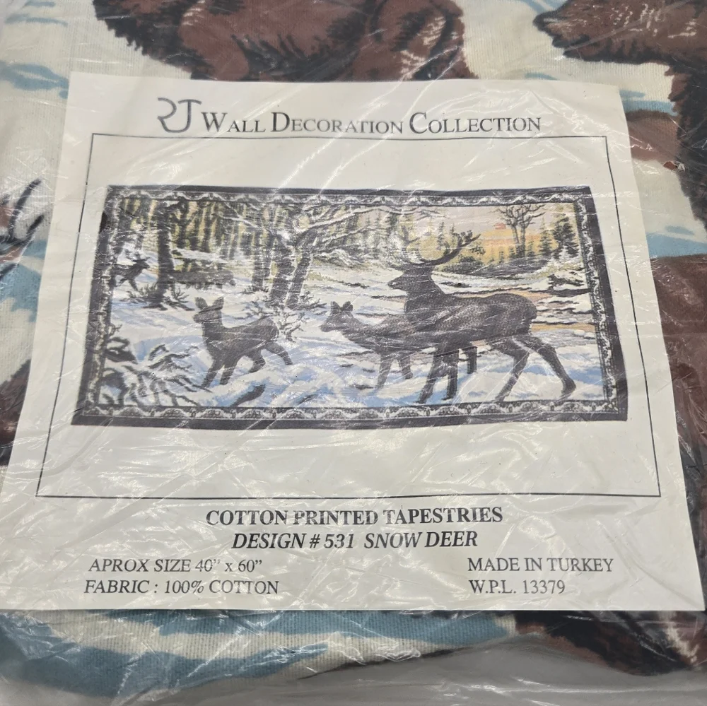Snow Deer Cotton Printed Wall Tapestry